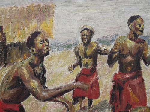 Vintage Kenya Painting of Dancers by Listed Kenyan Artist F. Njiraini - Picture 6 of 8