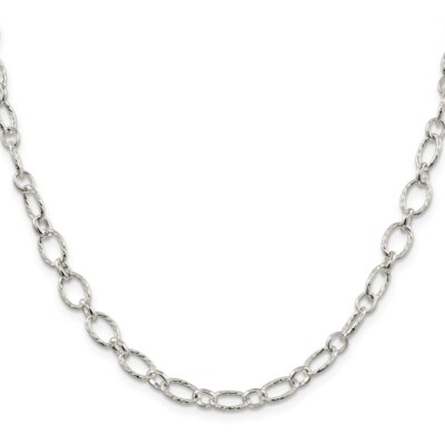 Sterling Silver Fancy Patterned Rolo Chain Necklace 18