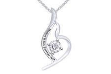 Cubic Zirconia Sterling Silver Mother Son Forever Love Pendant Necklace 18"