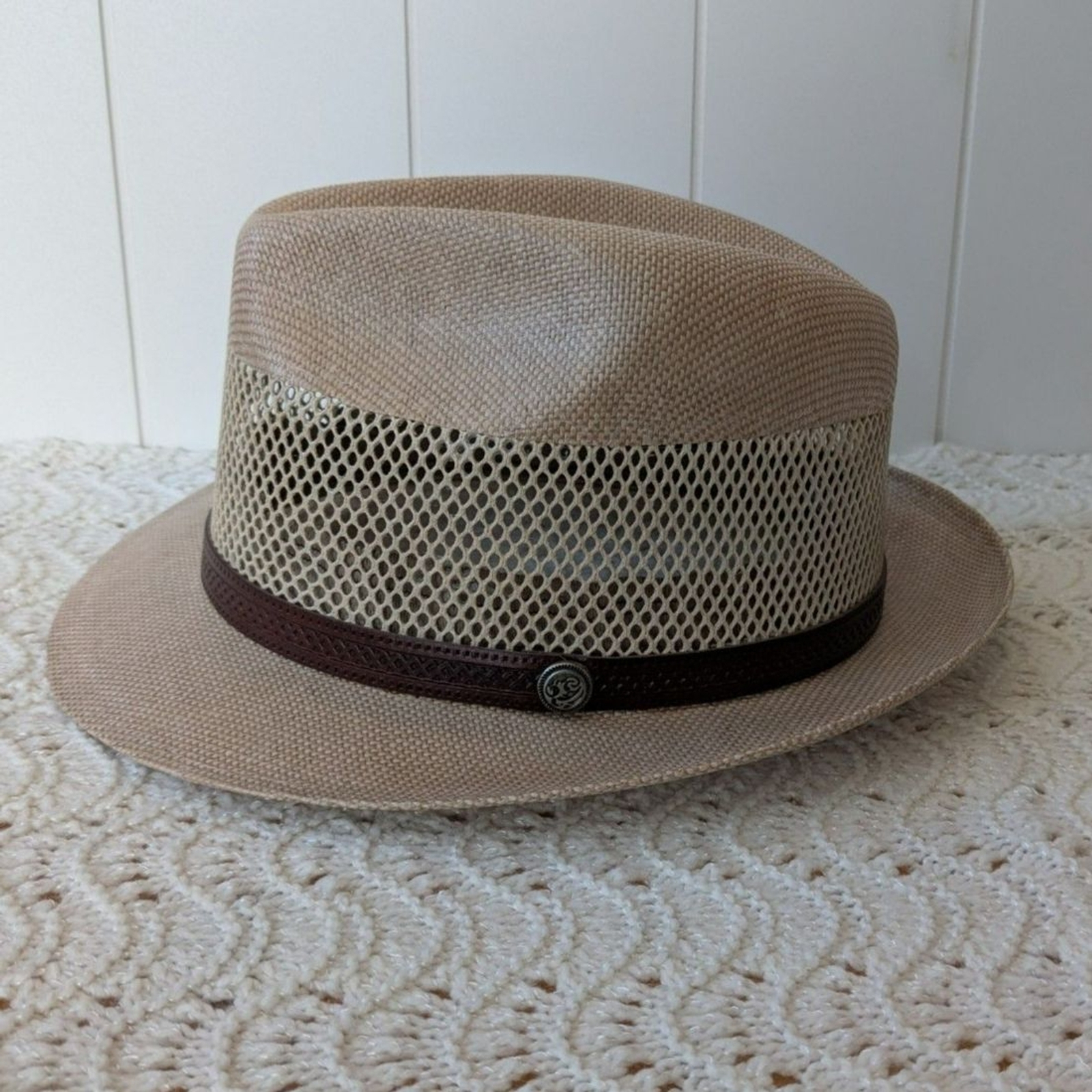 Tuscany Fedora Freedom Hat - Durable Straw in Tan & Brown-image