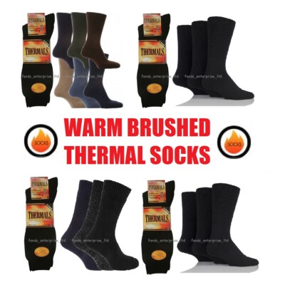 3/6/12 Paar angeraute warme heiße Wintersocken innen für Herren passend UK-Größe 6-11