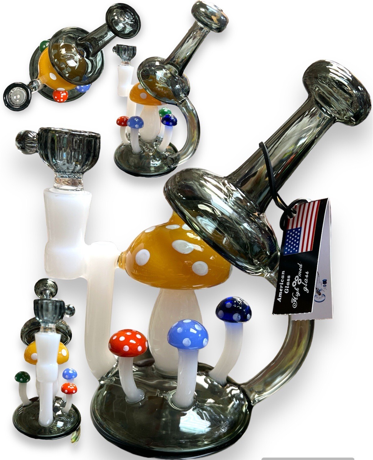 7” Inch Thick Heavy Mushroom Perc Premium Quality Water Pipe Hookah Bubbler Bong