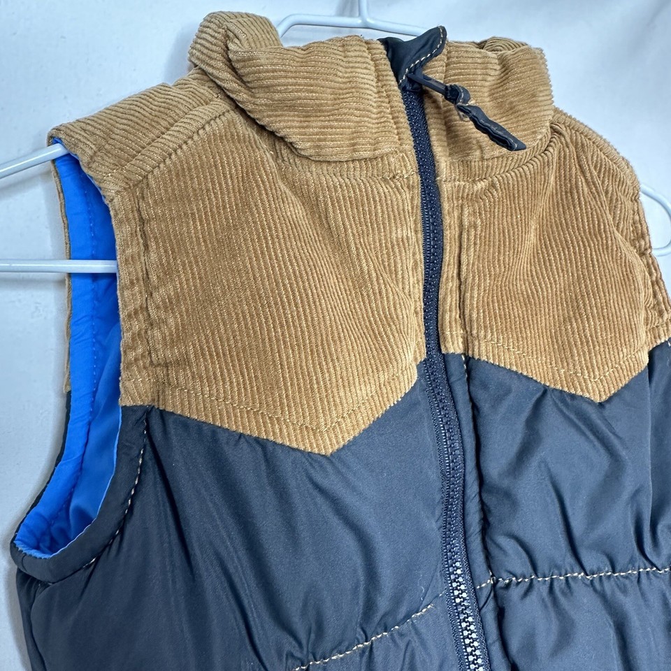Osh Kosh 12 Months Baby Boy Puffer Vest Corduroy Tan Black Zip eBay