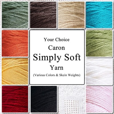 Caron Simply Soft Yarn, CHOICE of Colors, Full 6 oz. Skeins
