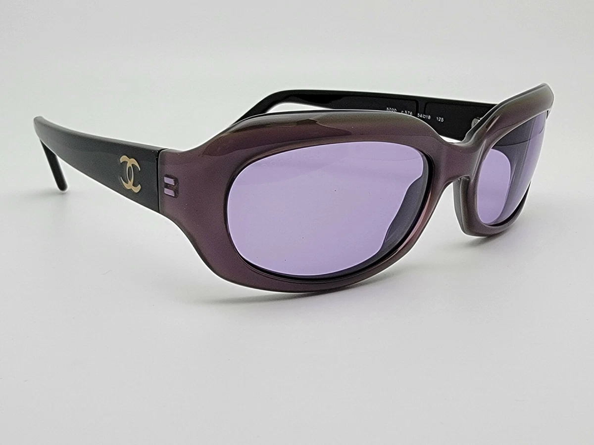 Chanel 5020 C576 Purple Lilac Black Frame Purple Lens Sunglasses