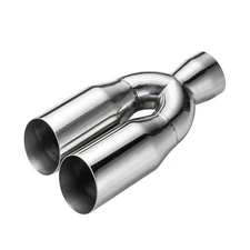 Exhaust pipe 3" Center Inlet / 3.5" Dual Outlet Stainless Steel Weld On tip