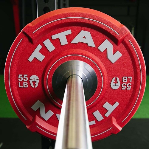 Titan Fitness 55 LB EZ-Grip Urethane Olympic Weight Plate, Single Red - Picture 8 of 10