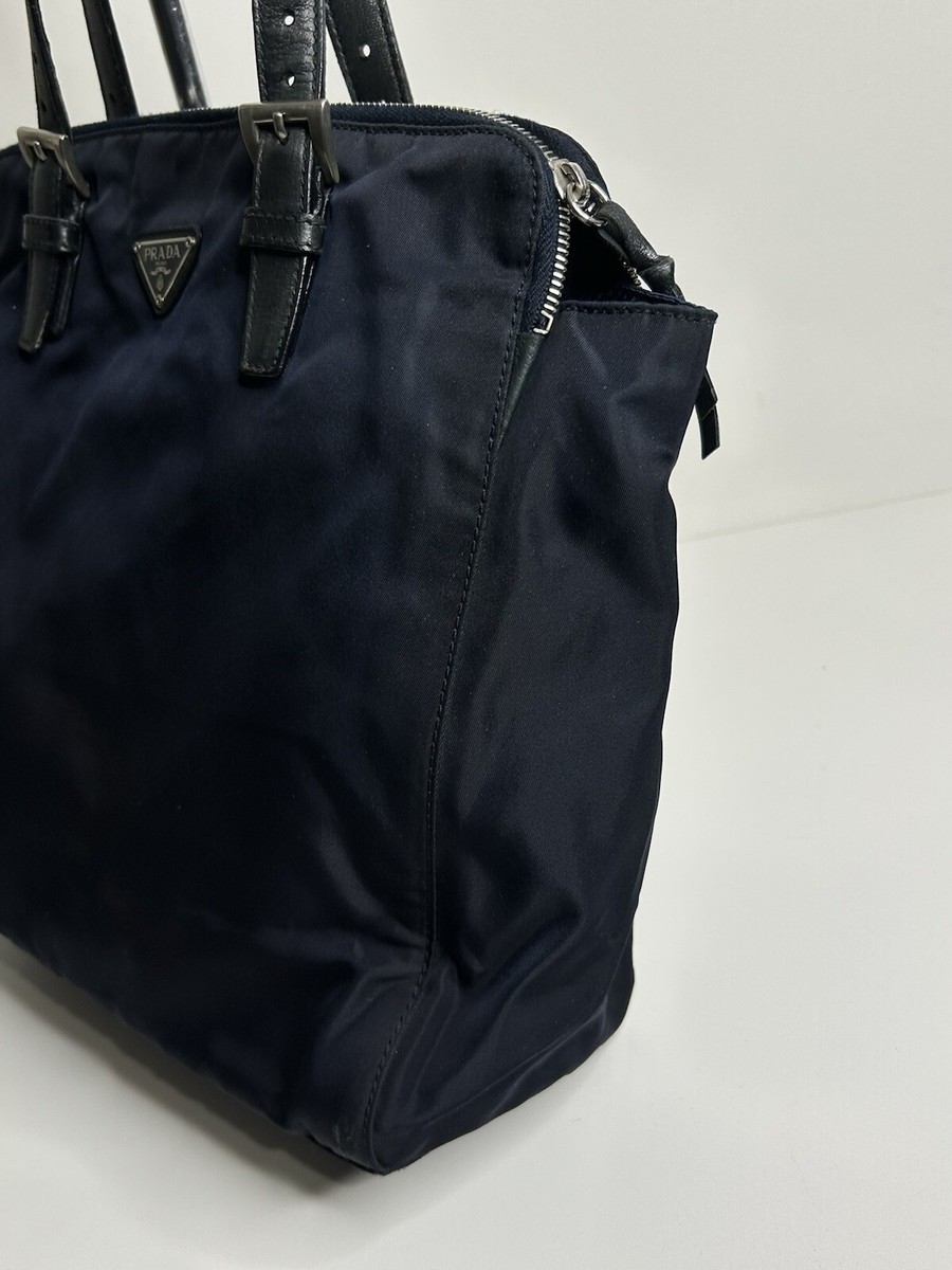 Vintage Prada Zip Tote Tessuto Nylon Bag Medium Navy Blue | eBay