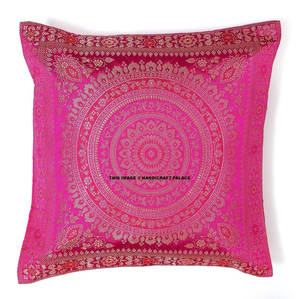 Capa almofada mandala indiana brocado de seda sofá decoração para casa - Imagem 2 de 4