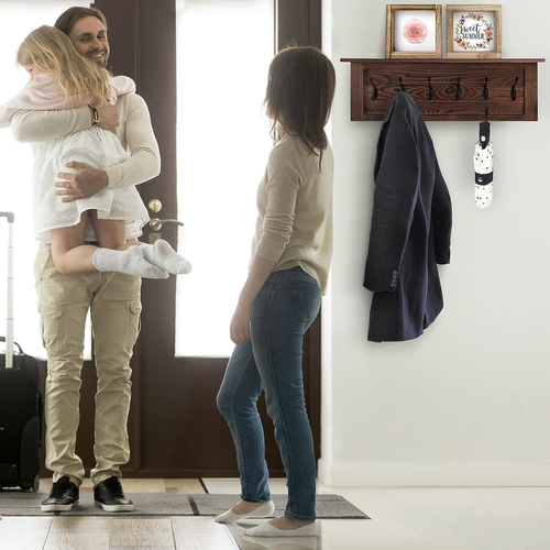 KIBAGA Decorative Coat Rack for Wall Mount Large Hanger with Shelf