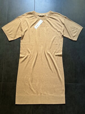 Neu Esprit Locker Leichter Kurzarrm Strick Kleid Gr. S,36-38 Beige
