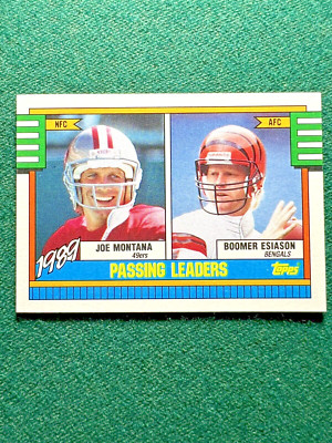 1990 Topps Football Passing Leaders Joe Montana - Boomer Esiason #229 Great Card