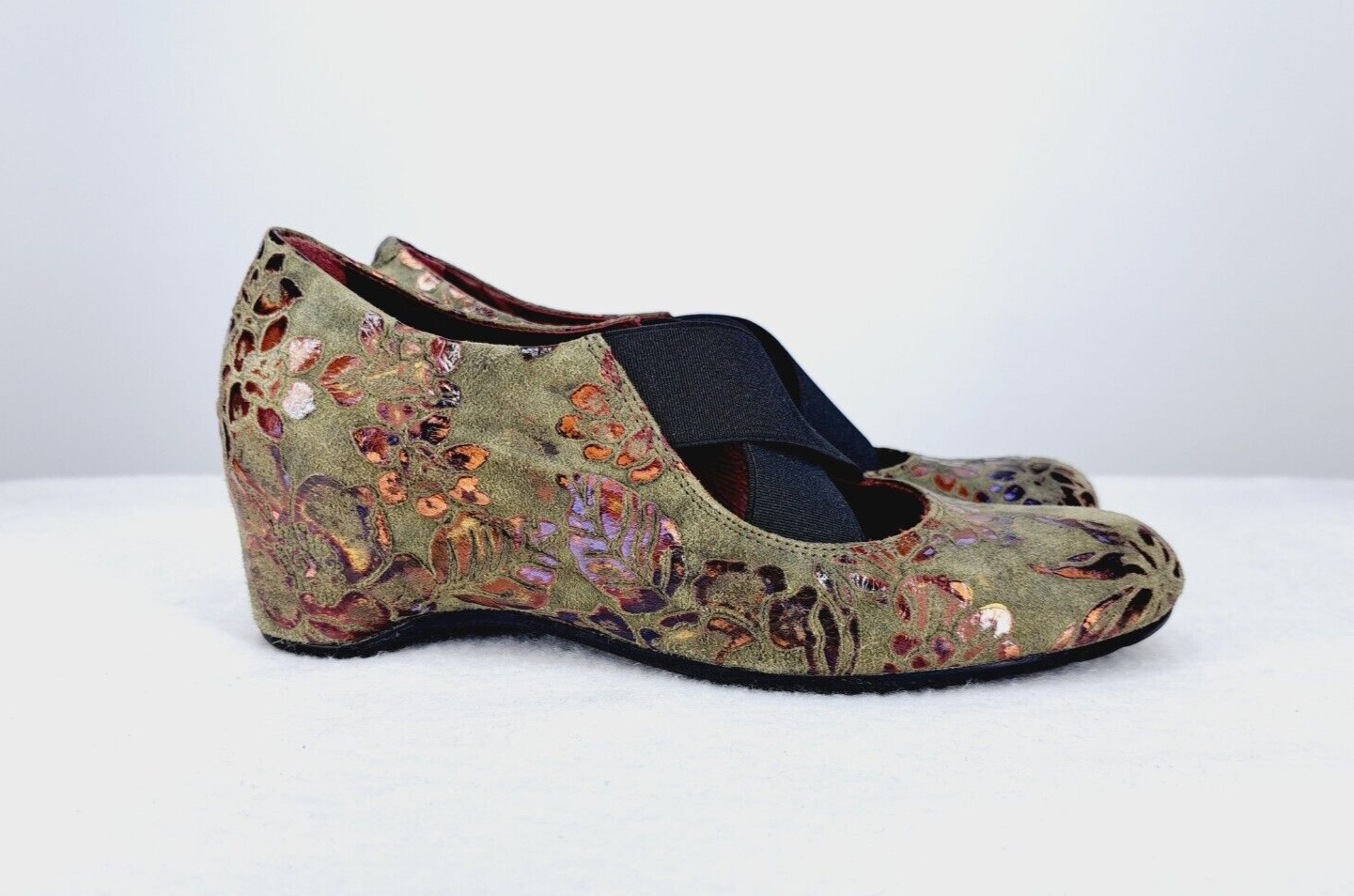 APL PONS Scarpe con tacco zeppa leggere donna taglia 36 floreali comode made in Spain