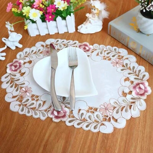Set of 4 Vintage Embroidery Cutwork Lace Flower Placemat Dining Table Mats Doily - Picture 54 of 89