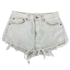 Levi's white denim 501 button fly cut off distressed jean shorts 32