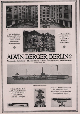 BERLIN, Werbung 1918, Alwin Berger Mechanische Werkstätten Maschinen-Fabrik Stan