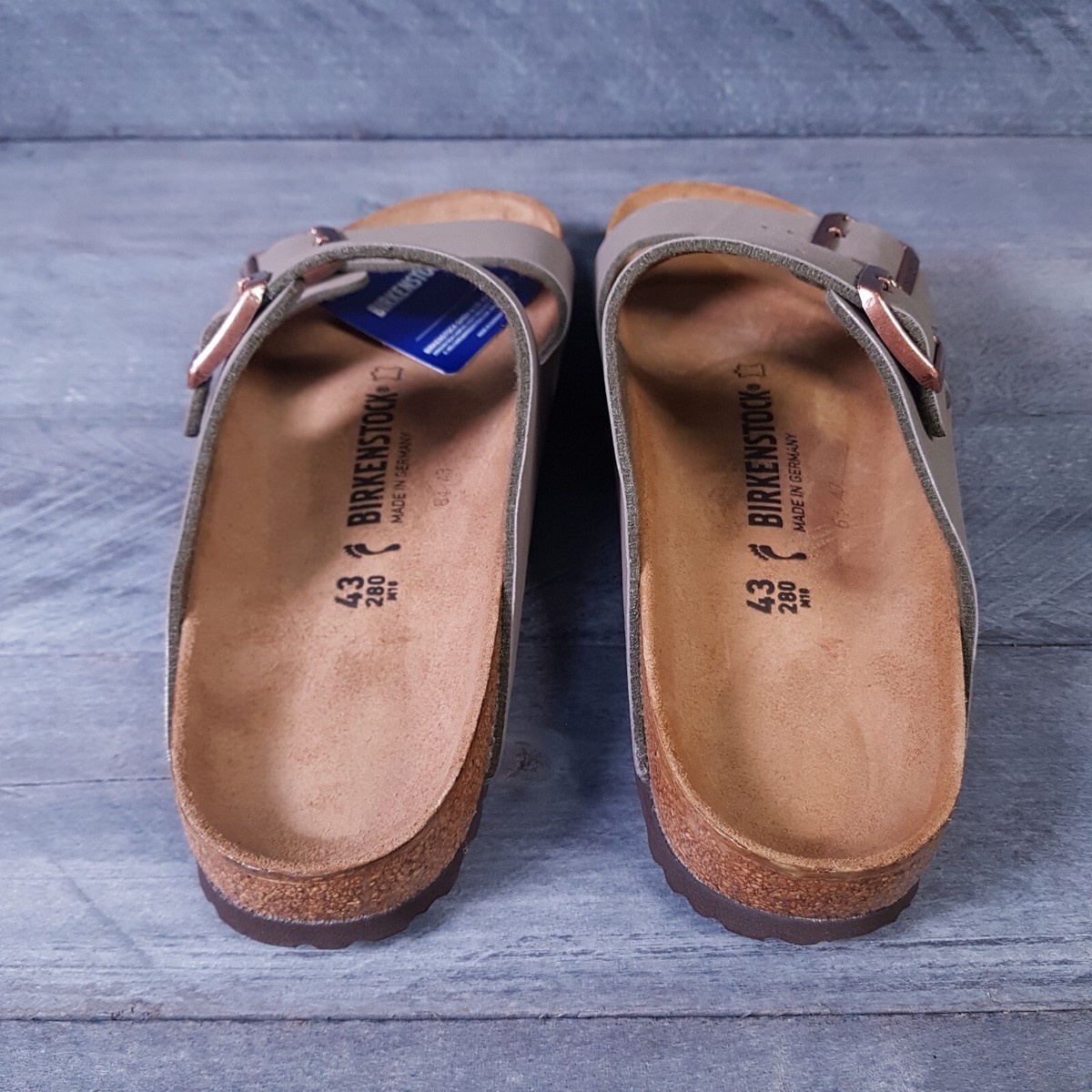 Birkenstock Arizona Sandal Stone Grey Mens Size 10 Narrow