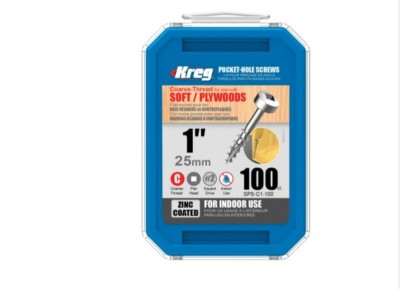 KREG SPS-C1-100 No. 7 S X 1 in. L Square Zinc-Plated Pocket-Hole Screw 100 pk