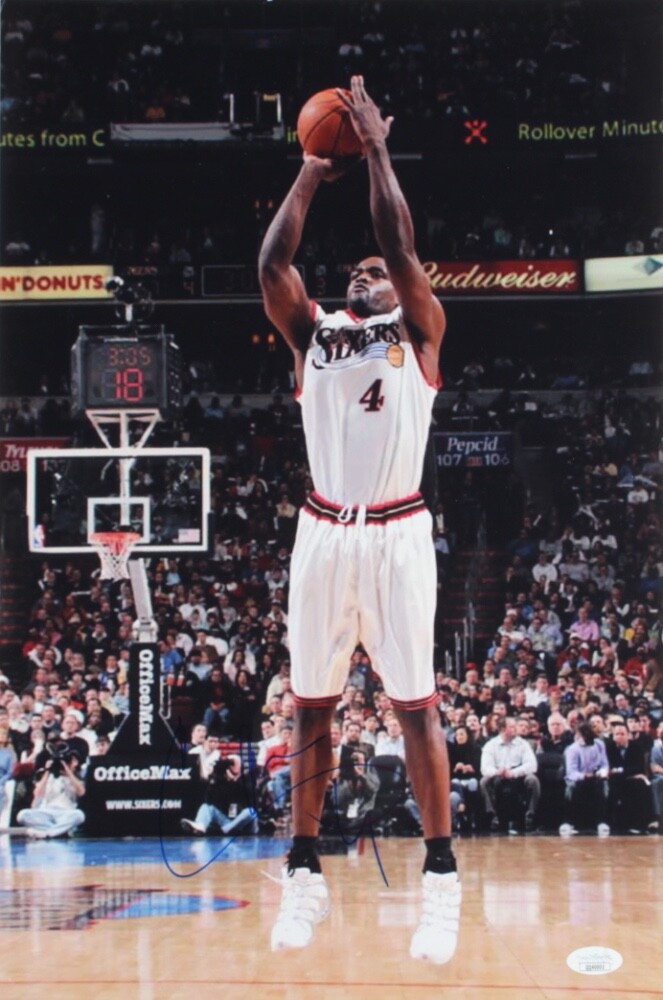 Chris Webber Autographed Signed 76ers 12x18 Photo (JSA) - A 
