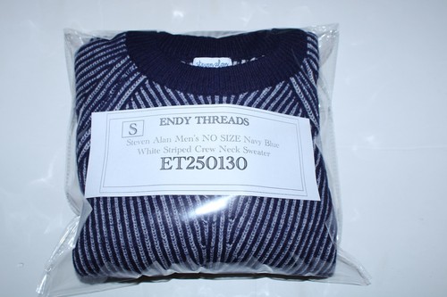 Steven Alan Men's Small?? Navy Blue White Striped Crew Neck Sweater - 第 8/8 張圖片