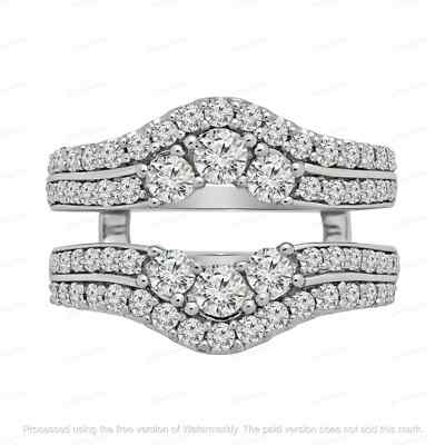 3Ct Lab Created Round Diamond Enhancer Wedding Wrap Ring 14k White Gold Finish