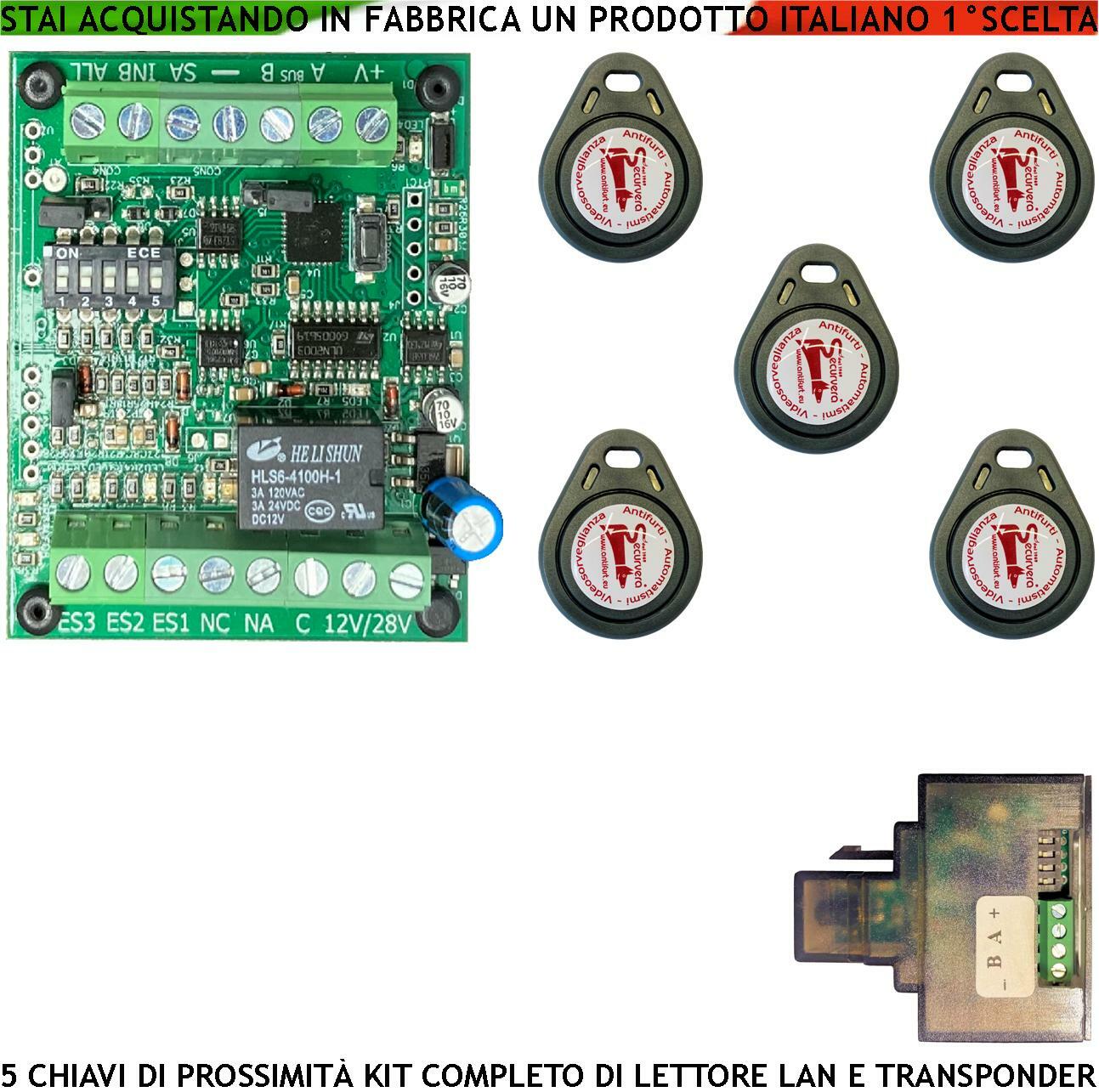 CHIAVI ELETTRONICHE PROSSIMITÀ 5 TRASPONDER SICUREZZA ANTIFURTI AUTOMATISMI 12 V