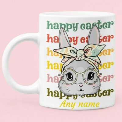 personalisierte Frohe Ostern Hase Kaninchen Tasse Geschenk Zuhause Schokolade Ei