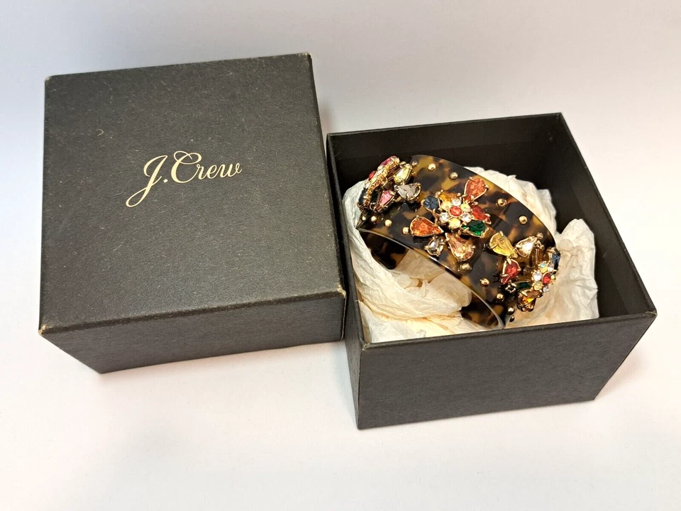 Auténtico Brazalete Brazalete Abierto J.Crew Multicolor Cristal Resina Tortuga Foto 2 de 4