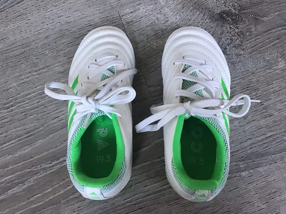adidas Unisex Kids 11K Copa 19.3 FG D98081 White/Green Leather Soccer Cleats - Image 4 of 4