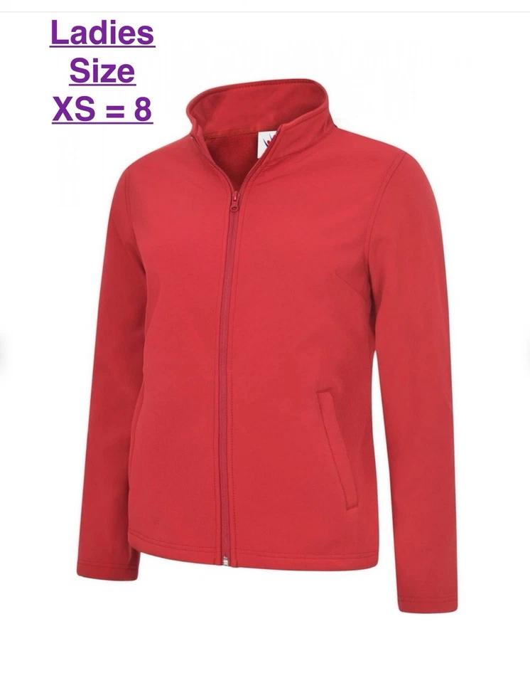 Uneek Ladies Red Size XS/8 Classic Full Zip Soft Shell Jacket UC613 - Image 1 of 1