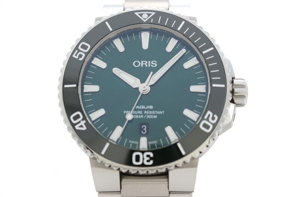 ORIS 7730-4157 Automatic 43 mm Wristwatch Green Analog Date Stainless Steel