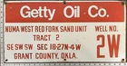 Vintage Painted Oil Field Sign - Getty Oil Co. Numa West Red Fork Grant Cty, OK