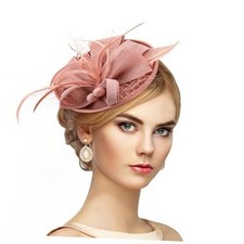 Fascinator Tea Party Hat - 2026 Derby Pillbox Kentucky Hat for Women Pink