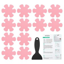 12 Pack Flower Bathtub Non Slip Stickers 3.2 x 3.2 Inch, Pink
