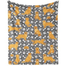 Golden Retriever Blanket for Boys Girls Cute Golden Retriever Themed Design P...