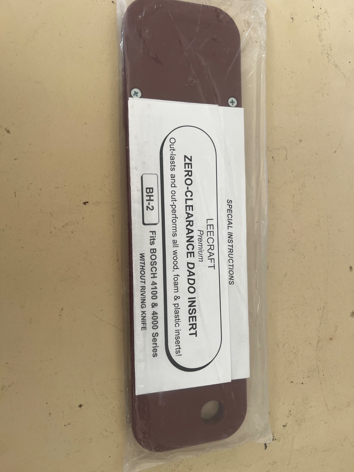 Leecraft BH-2 Zero Clearance Table Saw Insert, 13-9/16 in. x 3-3/4 in. Bosch