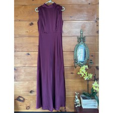 NWT Lulus Classic Elegance Wine Satin Maxi Dress Wedding Bridesmaid Luxury Sze M