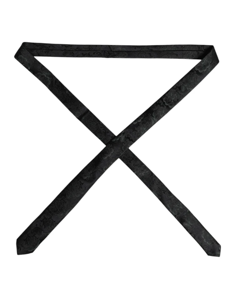 Auténtica corbata Dolce & Gabbana verde oscuro floral seda cuello ajustable para hombre Foto 3 de 4