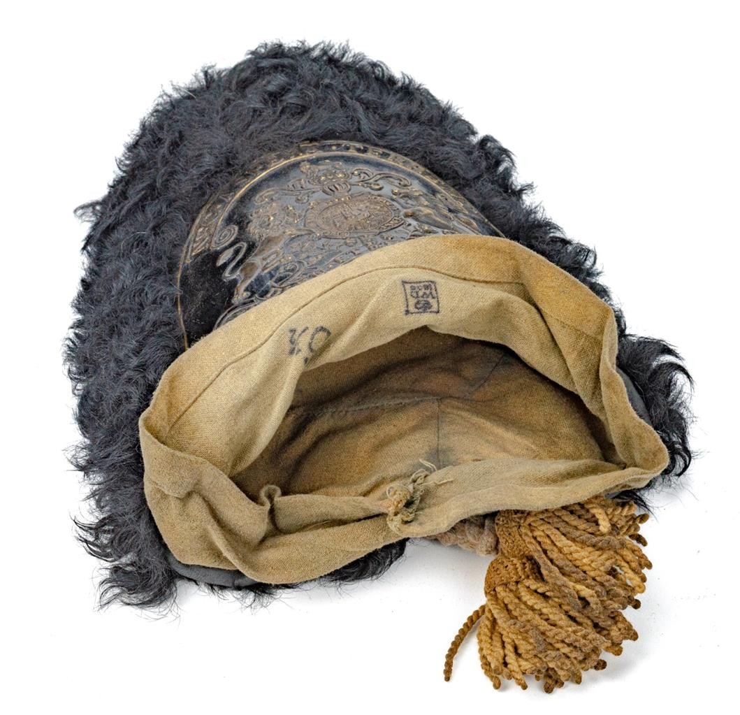 RARE 19th C. DUKE of LANCASTER REGT. WAR of 1812 GRENADIER BEARSKIN MITRE HAT