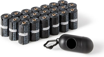 Amazon Basics Dog Poop Leak Proof Bags with Dispenser and Leash Clip, Unscented,