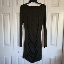 Express Ribbed Ruched Long Sleeve Sweater Dress - Womens Large