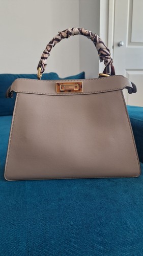 Fendi Peekaboo ISeeU Medium Tortora (Dove Grey) Calfskin & Nappa Leather Bag