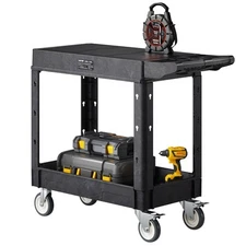 VEVOR 2-shelf Utility Cart 550 lbs 31.3 x 17.7-inch Service Cart with Wheels