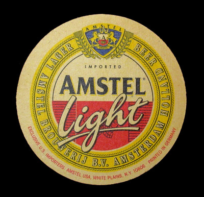 Vintage Amstel Light Beer Coaster Imported Holland Printed in Germany