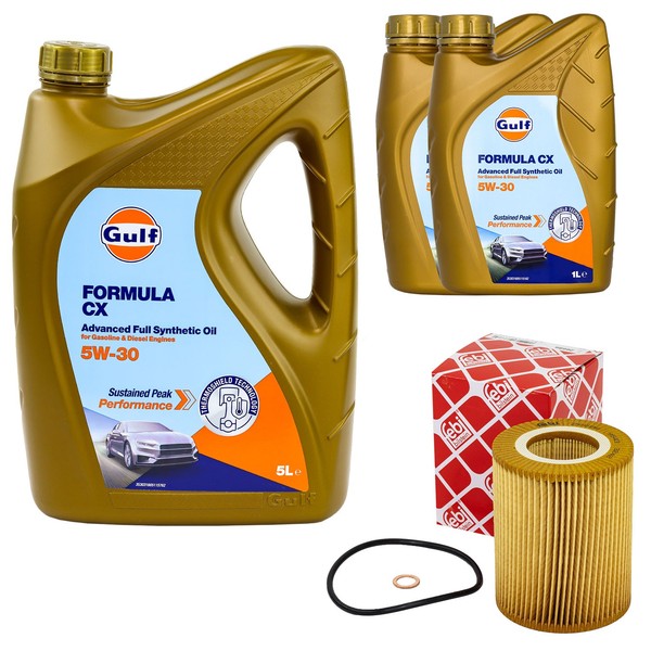 MotoröL Set Gulf Formula CX 5W-30 7 Liter + ÖLfilter FüR BMW 5Er 3Er Cabriolet-image