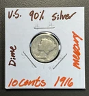 1916 - 10C Mercury Dime / 90% Silver Coin.