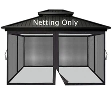 10 x 12 FT Gazebo Universal Mosquito Netting,Outdoor Canopy Net Screen 4-Pane...
