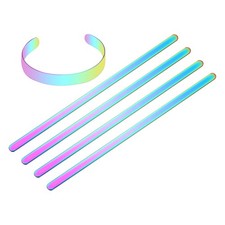5 Pcs Bracelet Blanks 1/4" x 6" Stainless Steel Stamping Bangle Blanks, Colorful