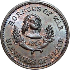 Horrors Of War Blessings Of Peace Pacifist Anti-War Patriotic Civil War Token