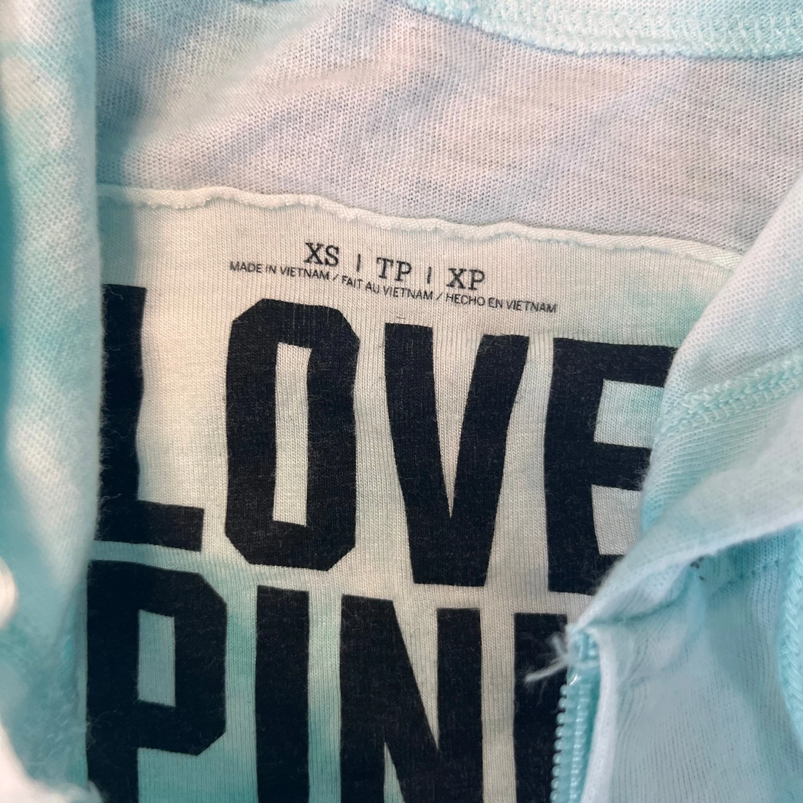 UNDERCOVER Felpa con cappuccio rosa Victorias Secret blu tie dye Spell Out XS full zip cielo